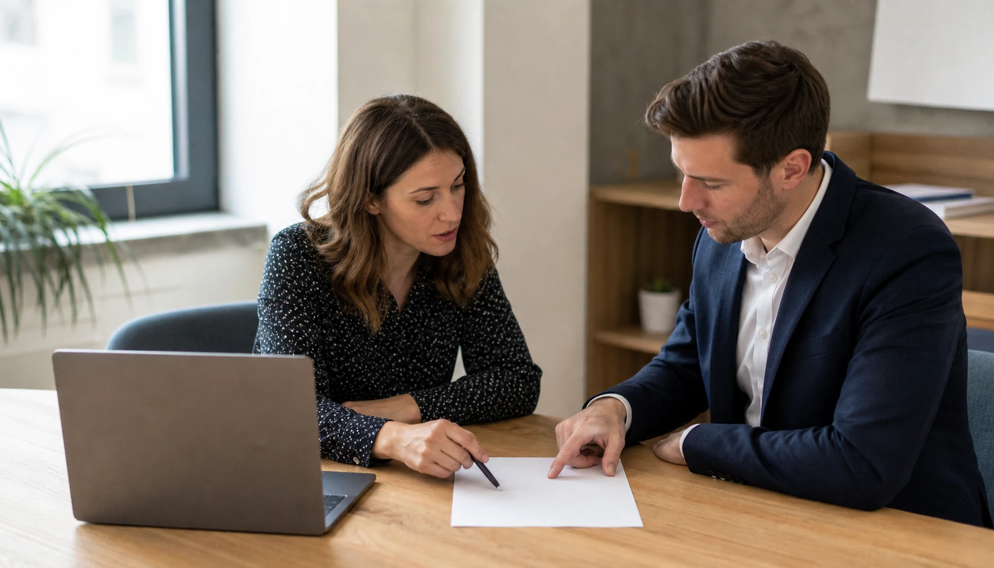 Une conseillère emploi accompagne un candidat dans la préparation de son CV